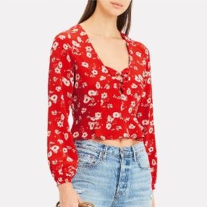 Intermix Silk Red Floral Top Size 2